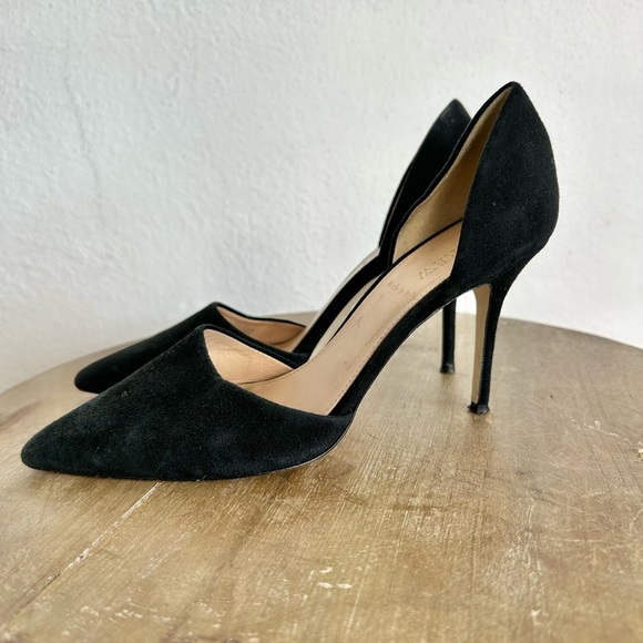 J Crew Elsie D'Orsay Suede Black High Heels Size 8 - Picture 6 of 13